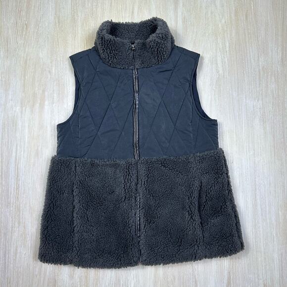 Dylan Gray Full Zip Quilted Sherpa Sleeveless Fleece Cozy Outerwear Vest Medium - Picture 1 of 15